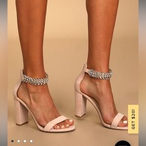Nude with bejeweled ankle strap